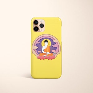 Yellow Enlightenment Buddha Phone Case - Enlightened Design, Symbol of Wisdom, Snap or Tough Protection