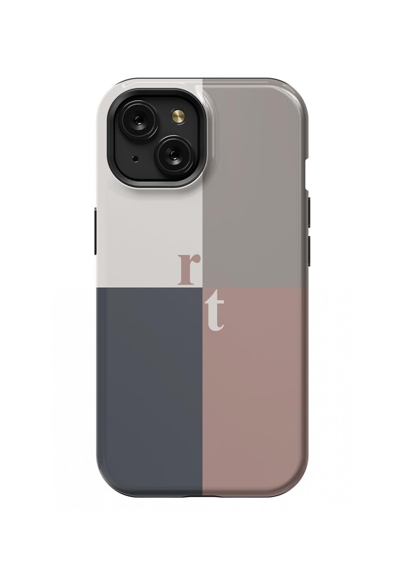 Personalized Monogram Minimalist Neutral Phone Case Custom Initials Name iPhone 16 Pro Max 15 Plus 14 Pro 13 Mini Samsung Galaxy S24 Pixel 9
