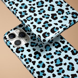 Blue Leopard Aesthetic Cheetah Print Phone Case iPhone 14 13 Pro Max 12 Mini 11 X XR XS 7 8 Samsung Galaxy S22 S21 Personalized Gift LG