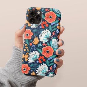 Flower Phone Case Personalized Gift Custom Name Initials Monogram Apple iPhone 15 Pro Max 14 Plus 13 12 11 Google Pixel 8 7 Samsung S24 S23