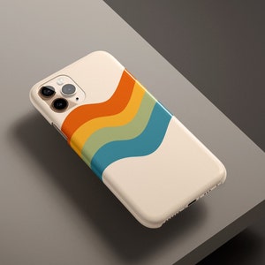 Retro Y2K Wavy Rainbow Minimalist Phone Case Personalized Gift Custom Name iPhone 14 Phone Case iPhone 13 Case 14 Pro Max Case iPhone 12