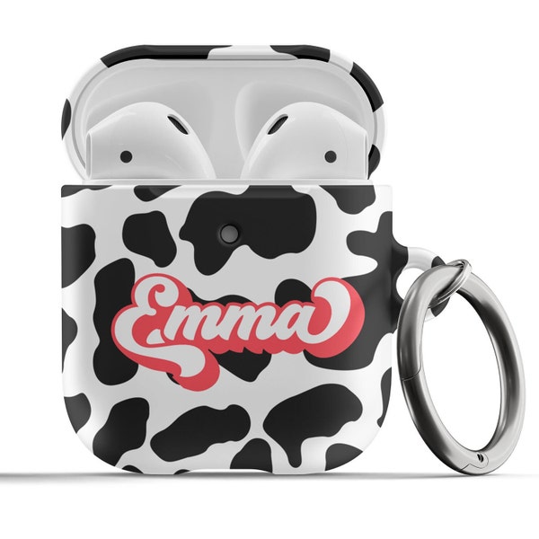 AirPods Pro Case AirPod Case 2nd Generation AirPod Case Personalized Gift For Her Name Country Cow Pattern Hyde Cowgirl Cowboy Black White
