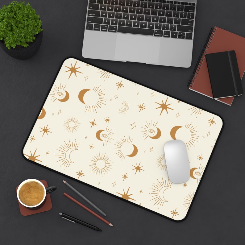 Boho Celestial Desk Mat Gaming Pad X-Large Large Medium Work From Home Decor Gaming Pad Sun Moon Stars Aesthetic Home Office image 8