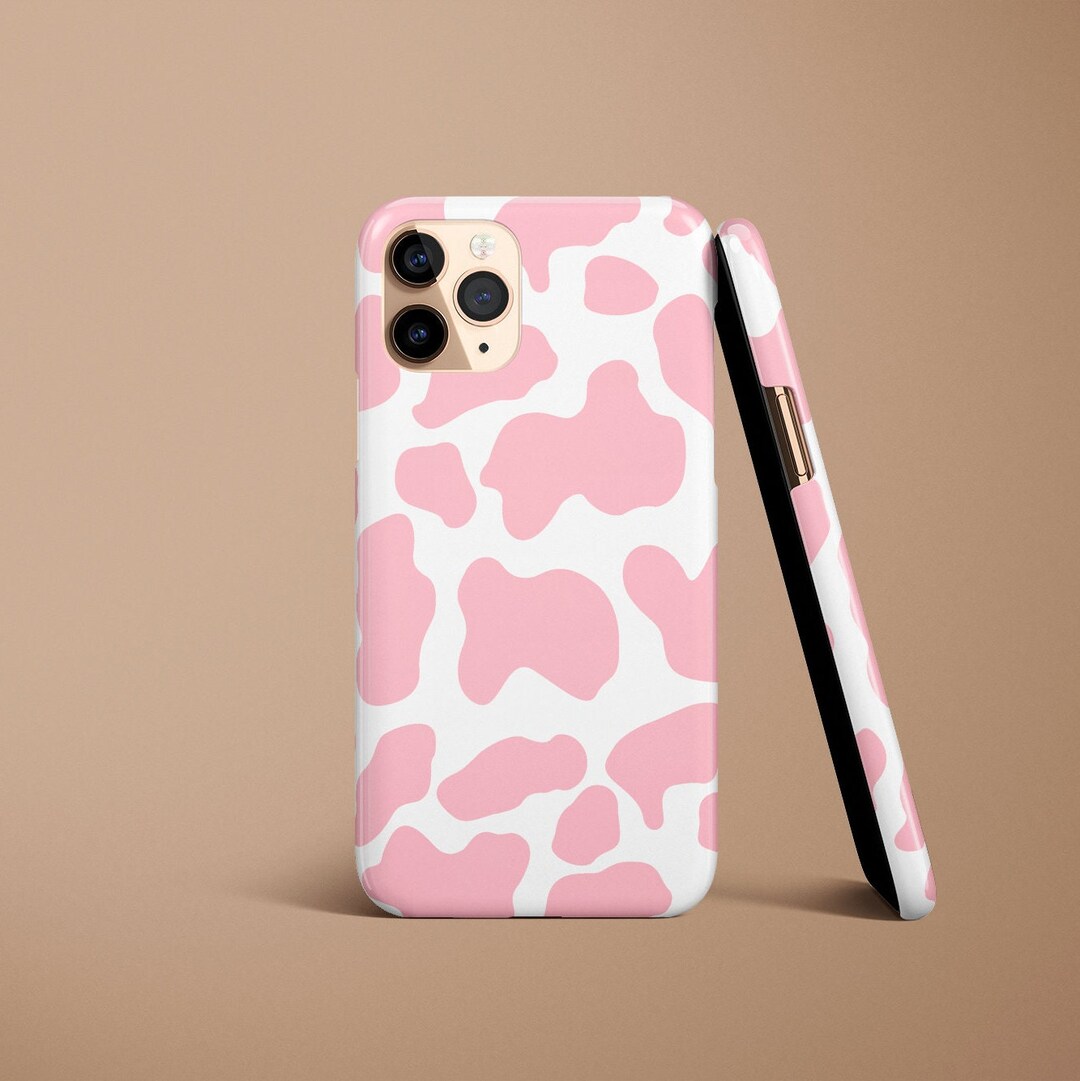 Cute Pink and White Cow Print Phone Case Personalized Gift iPhone 14