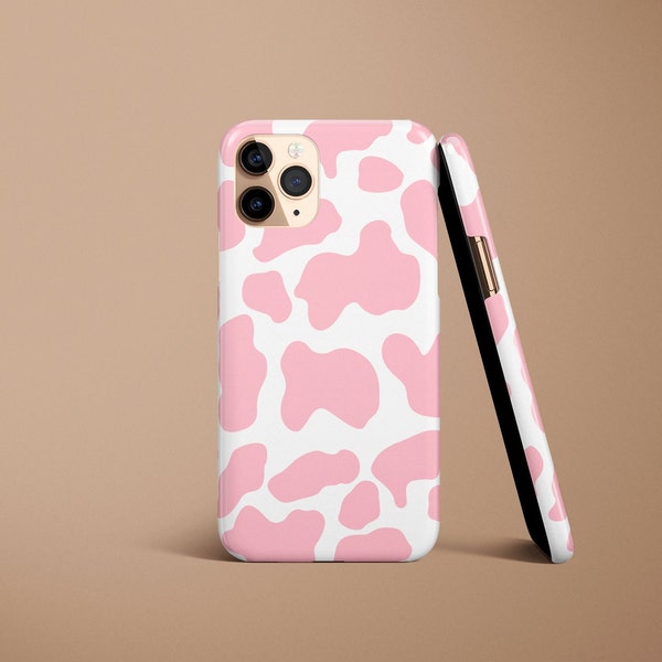 Cute Pink and White Cow Print Phone Case Personalized Gift iPhone 14 Case iPhone 13 Case iPhone 14 Pro Max Case iPhone 12 Case iPhone 13 Pro