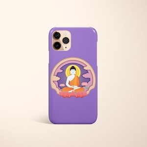 Purple Enlightenment Buddha Phone Case - Enlightened Design, Symbol of Wisdom, Snap or Tough Protection