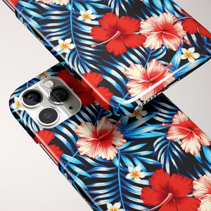 Hibiscus Tropical Hawaiian Flower Floral Personalized Gift Customize Name For iPhone 14 13 12 Mini 11 Pro Max XR X