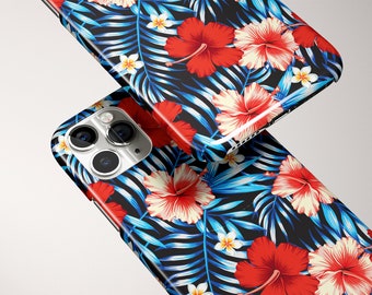 Hibiscus Tropical Hawaiian Flower Floral Personalized Gift Customize Name For iPhone 14 13 12 Mini 11 Pro Max XR X