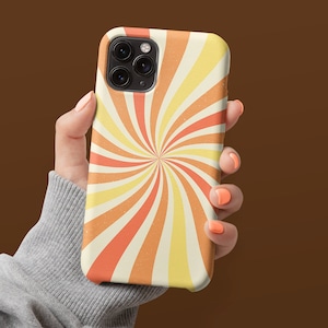 Yellow Pink Orange Sun Ray Sunburst Boho Textured Sunshine Hippie Customize Name Swirl 70s Phone Case iPhone 14 13 12 11 X XR XS Max Mini