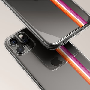 LGBTQ+ Lesbian Pride Flag Minimalist Stripe Gay Clear Phone Case Customizable Personalized Gift iPhone 14 Case 13 Pro Max 12 Mini 11 X XR XS