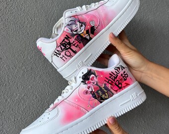 Hand-Painted Hazbin Hotel Air Force Shoes – Custom AF1 Sneakers
