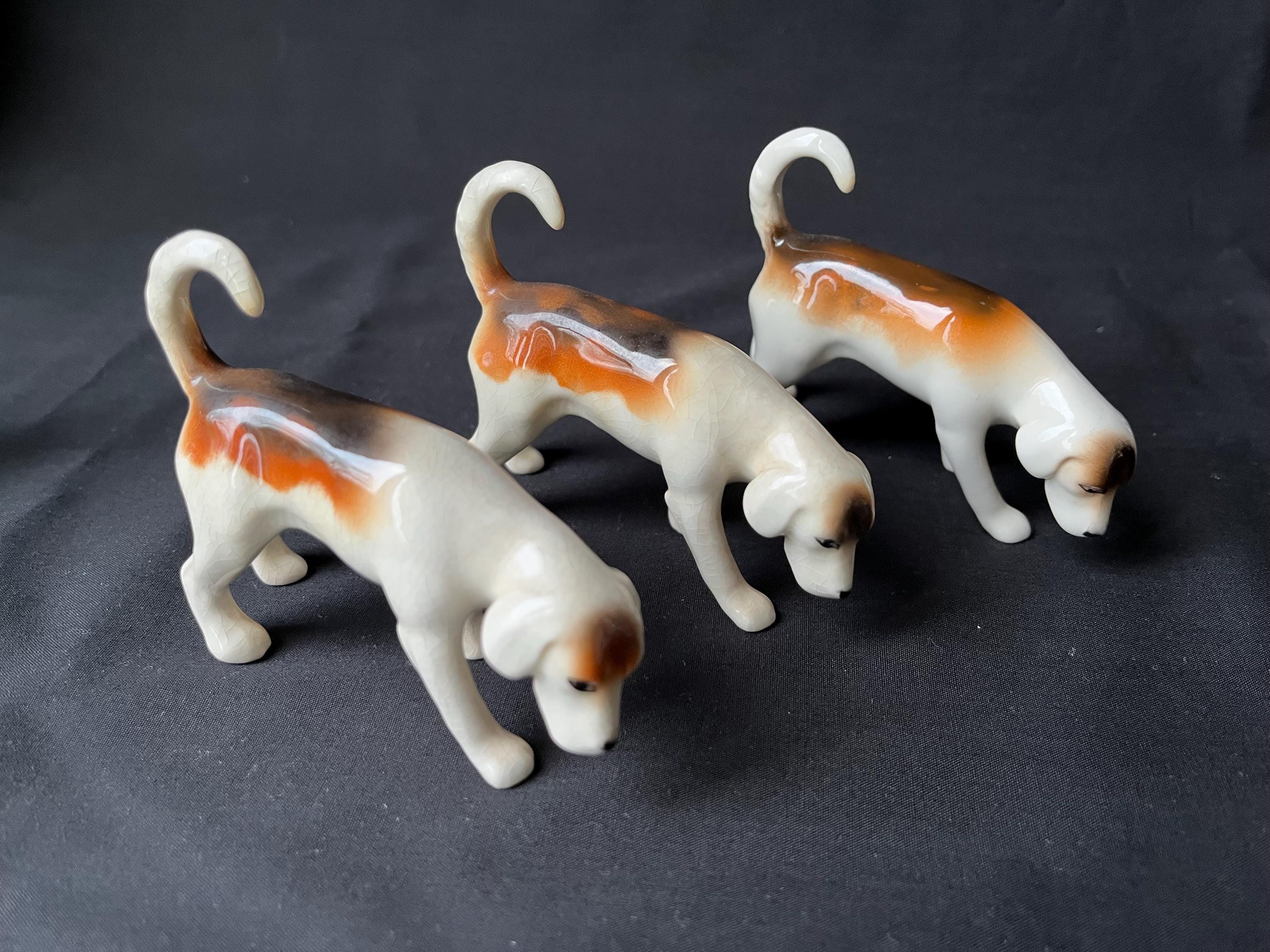 Vintage Beswick Porcelain Hunting Set, Huntswoman, Foxes & Hounds