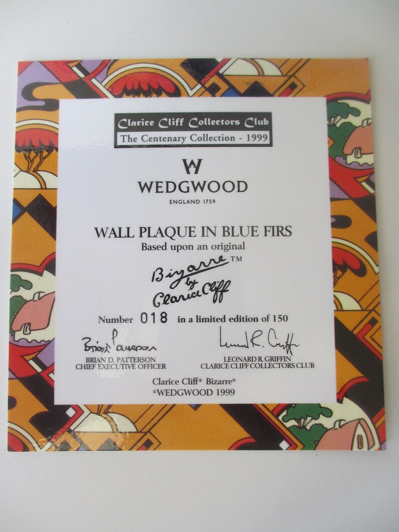 Clarice Cliff Wedgwood Wall Plaque, Blue Firs, Ltd Edition No 18 - Etsy