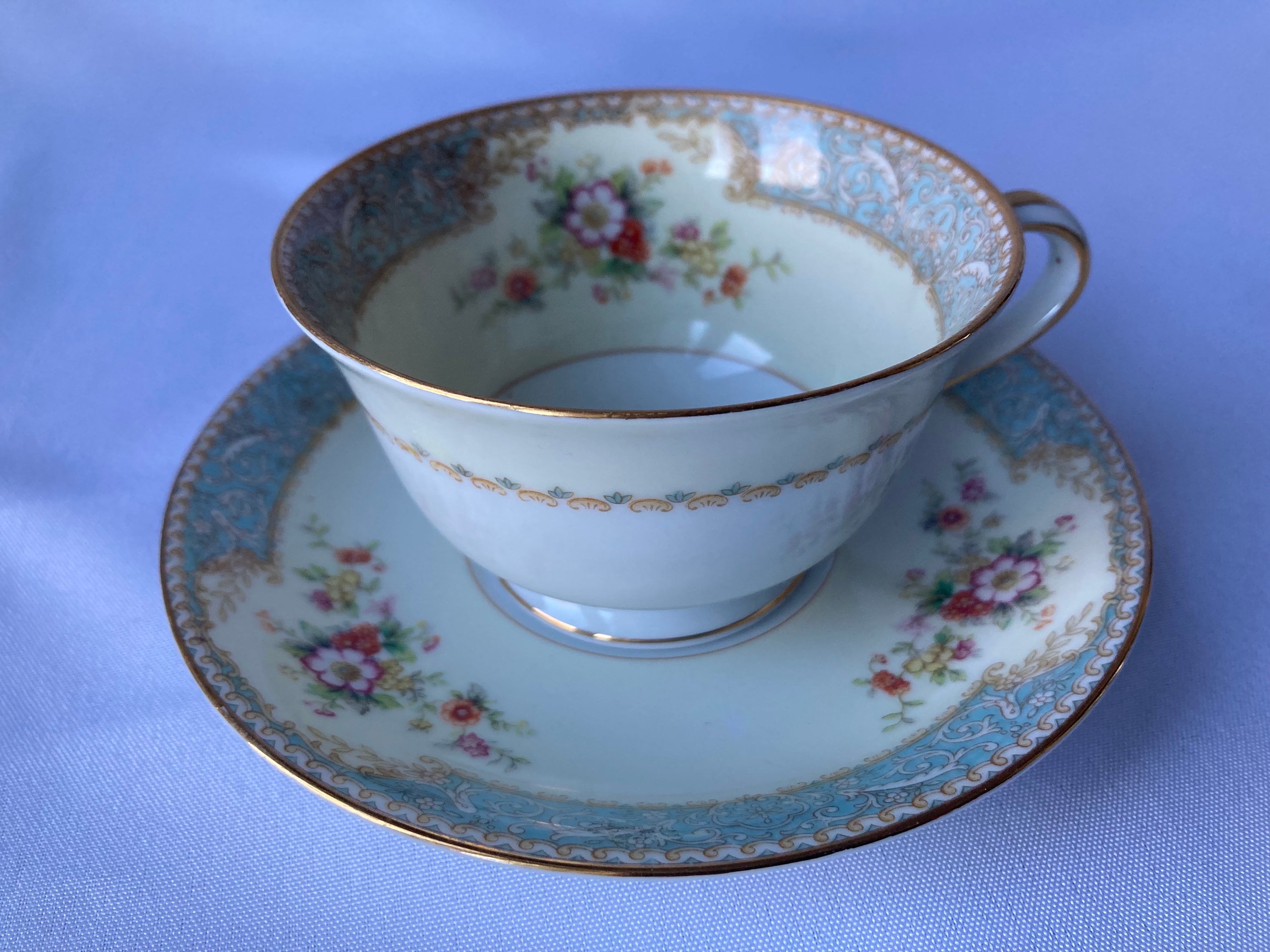 Noritake Blue Dawn Tea Cup and Saucer, Occupied Japan Era - Etsy