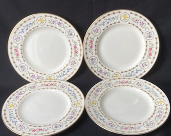 ロイヤルウースター ディナープレート、紫、青、黄、赤の花柄ボーダー