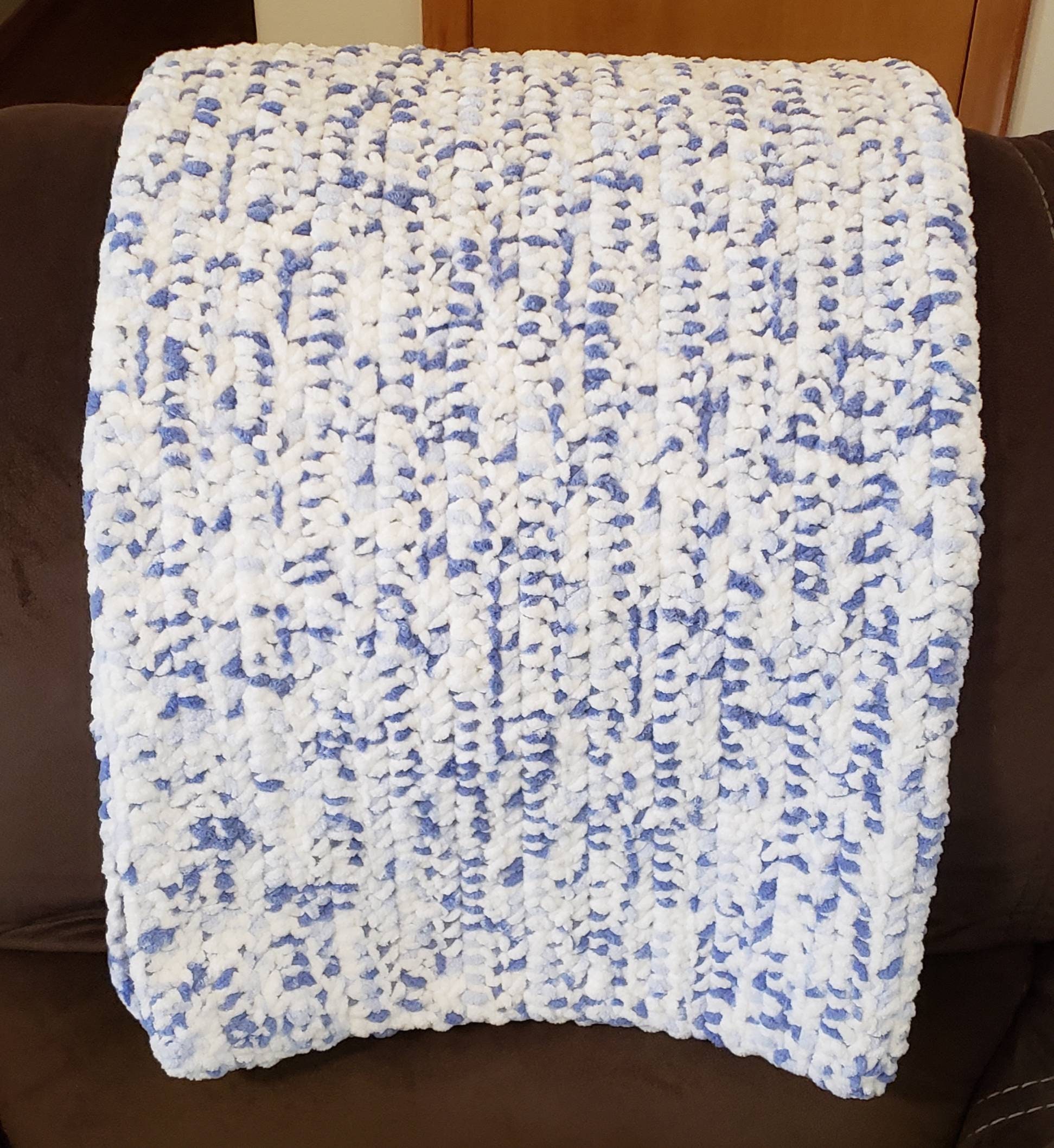 Blue and white baby blanket Etsy