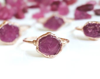 Raw Ruby ring, Raw gemstone ring, July birthstone ring, Natural Ruby jewelry, Rough stone ring, Raw Ruby Engagement ring, Birthstone jewelry