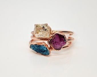 Raw Ruby Ring, Raw Gemstone Ring, July Birthstone Ring, Natural