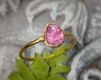 Pink Tourmaline ring, October birthstone ring, Rose cut Tourmaline, Pink crystal ring, Unique pink engagement ring, Tourmaline Promise ring