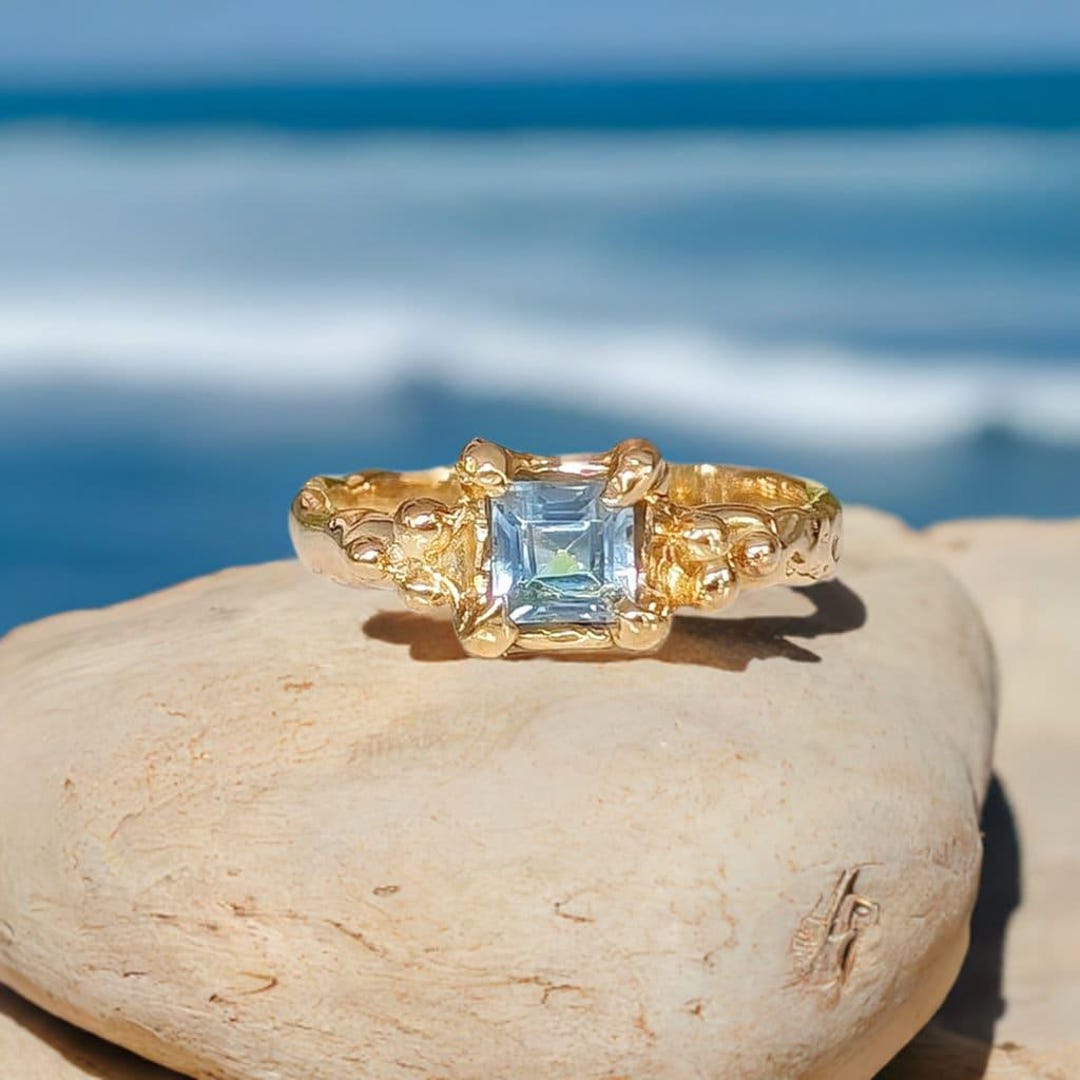 Real Blue Topaz Rings Blue Topaz Ring, Rustic Gold One of a Kind Gemstone Ring, December ...