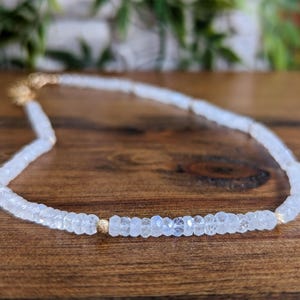 Moonstone necklace, Dainty Moonstone bead necklace, June birthstone necklace, Moonstone jewelry, Unique Mother&#39;s Day Gift, Bridal necklace