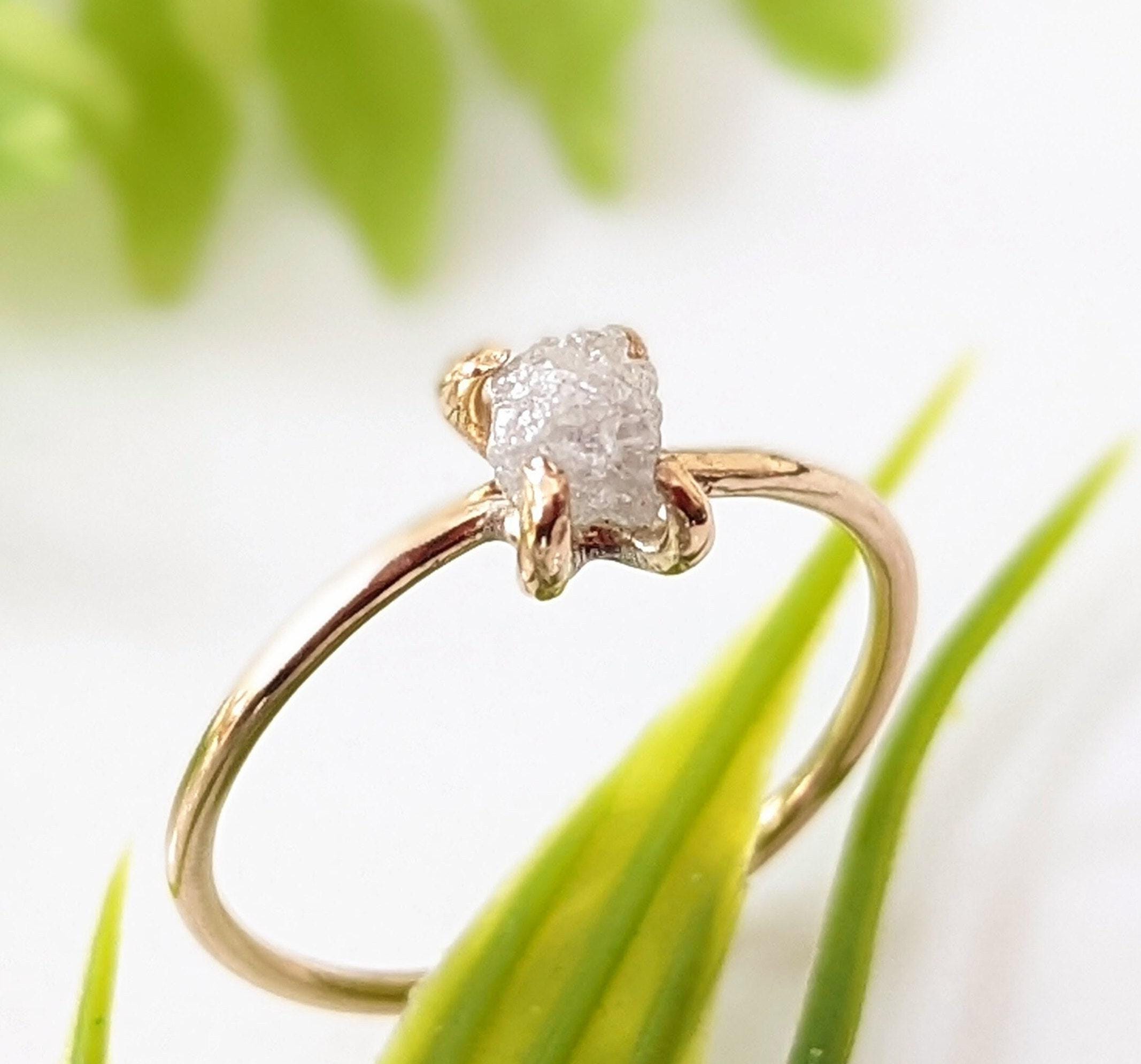 Solid 14k Raw Diamond Ring