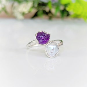 Toi et Moi gemstone ring, Custom birthstone ring, Personalized gemstone ring, Custom Jewelry, Raw gemstone ring, Unique Birthstone ring,