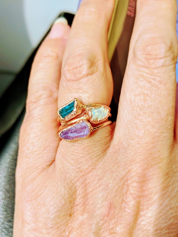 Raw crystal promise on sale rings