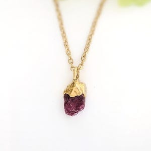 Raw Ruby Necklace, Raw stone pendant, Raw gemstone Necklace, July Birthstone necklace, Red Ruby necklace, Boho Crystal necklace