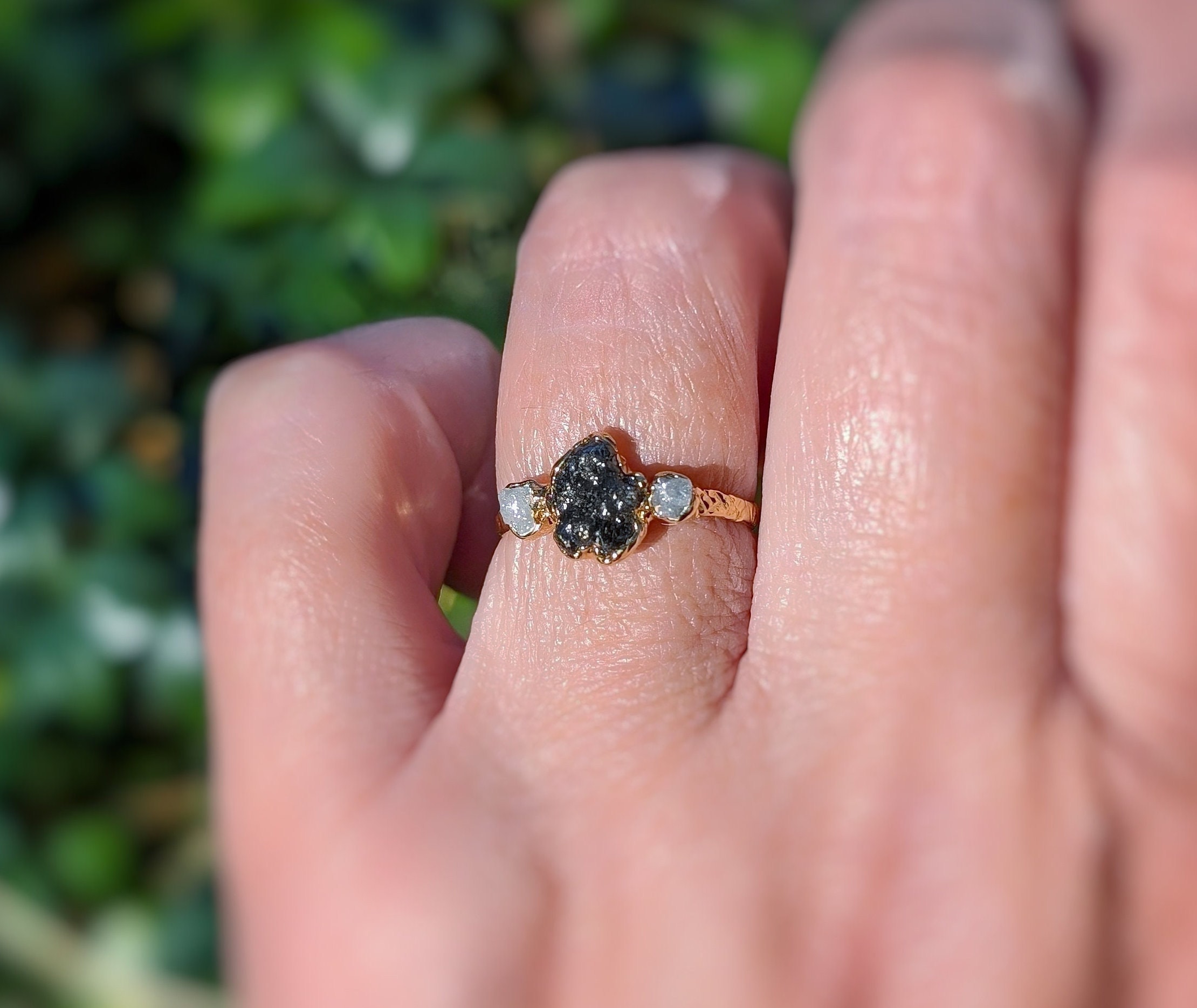 Raw Black Diamond Ring Rough Black Diamond Engagement Ring Multi Diamond Ring Unique Diamond Engagement Ring Sterling Silver Diamond Ring Etsy UK