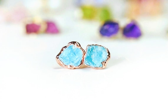 Raw stone stud earrings best sale