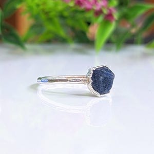 Raw Sapphire ring set in Sterling Silver