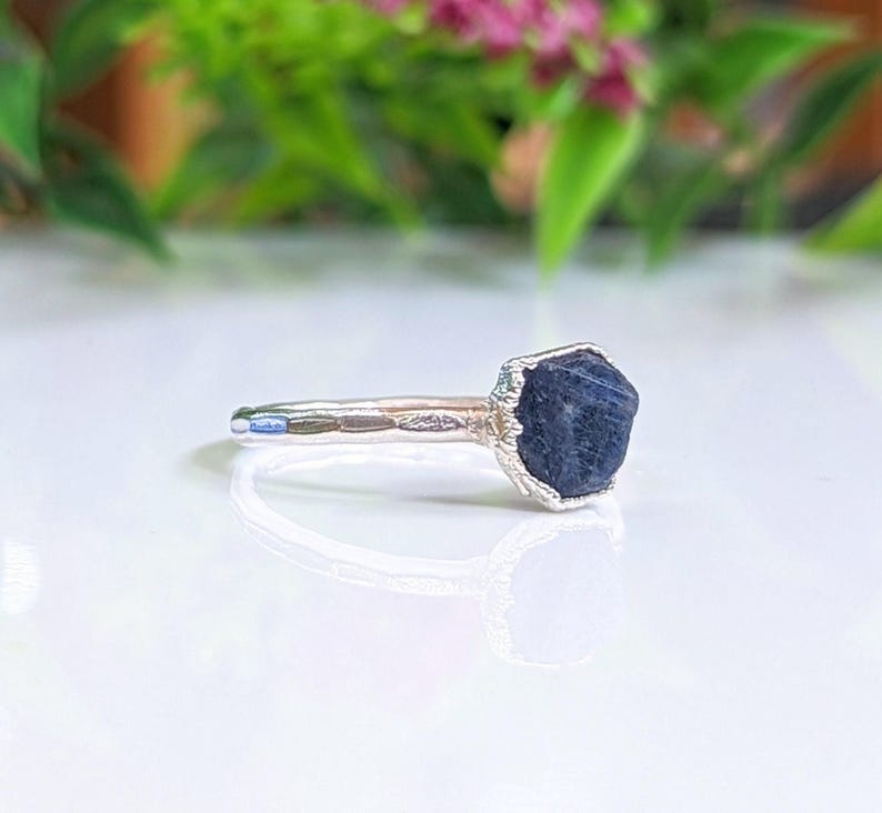 Raw Sapphire ring set in Sterling Silver