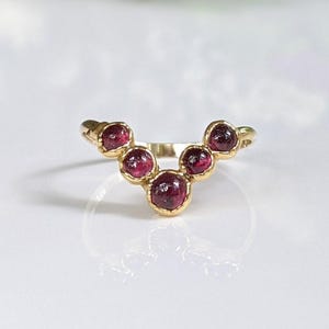 Size 6.5 Ruby Chevron wedding ring, Ruby wedding ring, Gold Chevron ring, Ruby engagement ring, July birthstone ring, V shape wedding ring