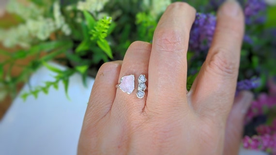 Raw Morganite engagement ring Morganite and diamond ring - Etsy 日本