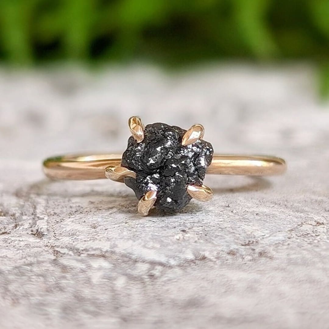 Raw black diamond ring deals