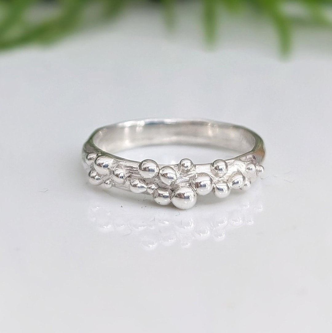 Silver Beaded Rings Molten Sterling Silver Beaded Ring: Liquid Metal Wedding Band - Etsy