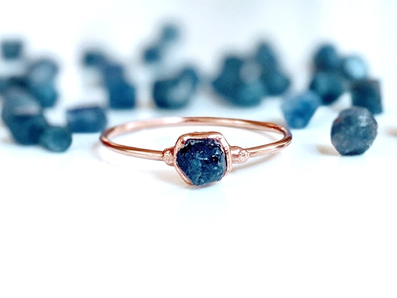 Raw Sapphire ring, September birthstone ring, Raw gemstone ring, Blue Sapphire Engagement ring, Sapphire Promise ring, Raw stone Boho ring 