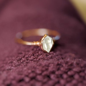 Herkimer diamond ring, Rustic alternative engagement ring, April birthstone ring, Solid 14k Gold Solitaire diamond promise ring, Boho ring image 8