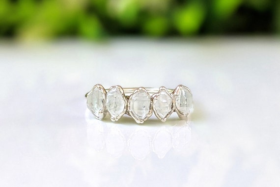 Herkimer Diamond Eternity Ring Raw Stone Engagement Ring Multi stone Ring Raw Crystal Ring Unique Engagement Ring Gift for Girlfriend Etsy Canada