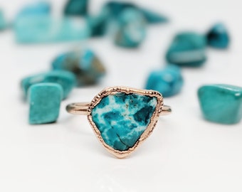 Natural Turquoise ring, December birthstone ring, Raw turquoise jewelry, Unique Promise ring, Turquoise Statement ring, Birthstone jewelry