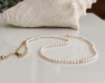 Freshwater Pearl necklace, Dainty pearl necklace, Pearl Bridal necklace, June birthstone gift Bridal pearl necklace Unique Mother's Day Gift