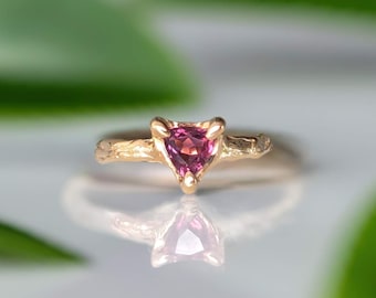 Rubellite Tourmaline ring, Rustic Gold ring, One of a kind gemstone ring, Organic textured ring, Unique engagement ring, Gift for girlfriend