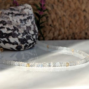Moonstone necklace, Dainty Moonstone bead necklace, June birthstone necklace, Moonstone jewelry, Unique Mother&#39;s Day Gift, Bridal necklace