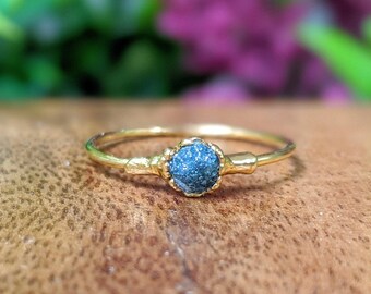 Raw blue diamond engagement ring, Raw diamond ring, April birthstone ring, Unique engagement ring, Solid Gold diamond ring, Gift for her