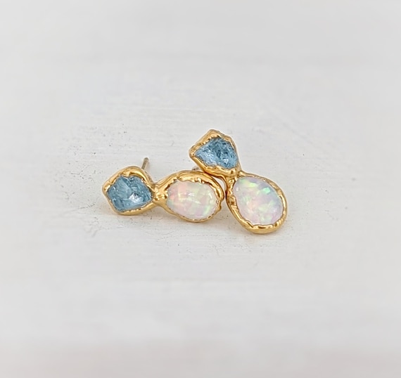 Opal Earrings Raw Australian Opal Studs Genuine Fire Opal Jewelry Unique  October Birthstone Gift Boho Fall Jewelry Ringcrush - Etsy