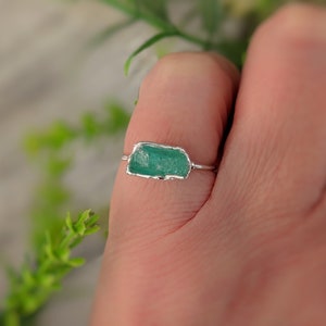 Raw Emerald ring, Emerald Engagement ring, May birthstone ring, Raw stone ring, Birthstone jewelry, Raw crystal ring, Unique engagement ring image 8