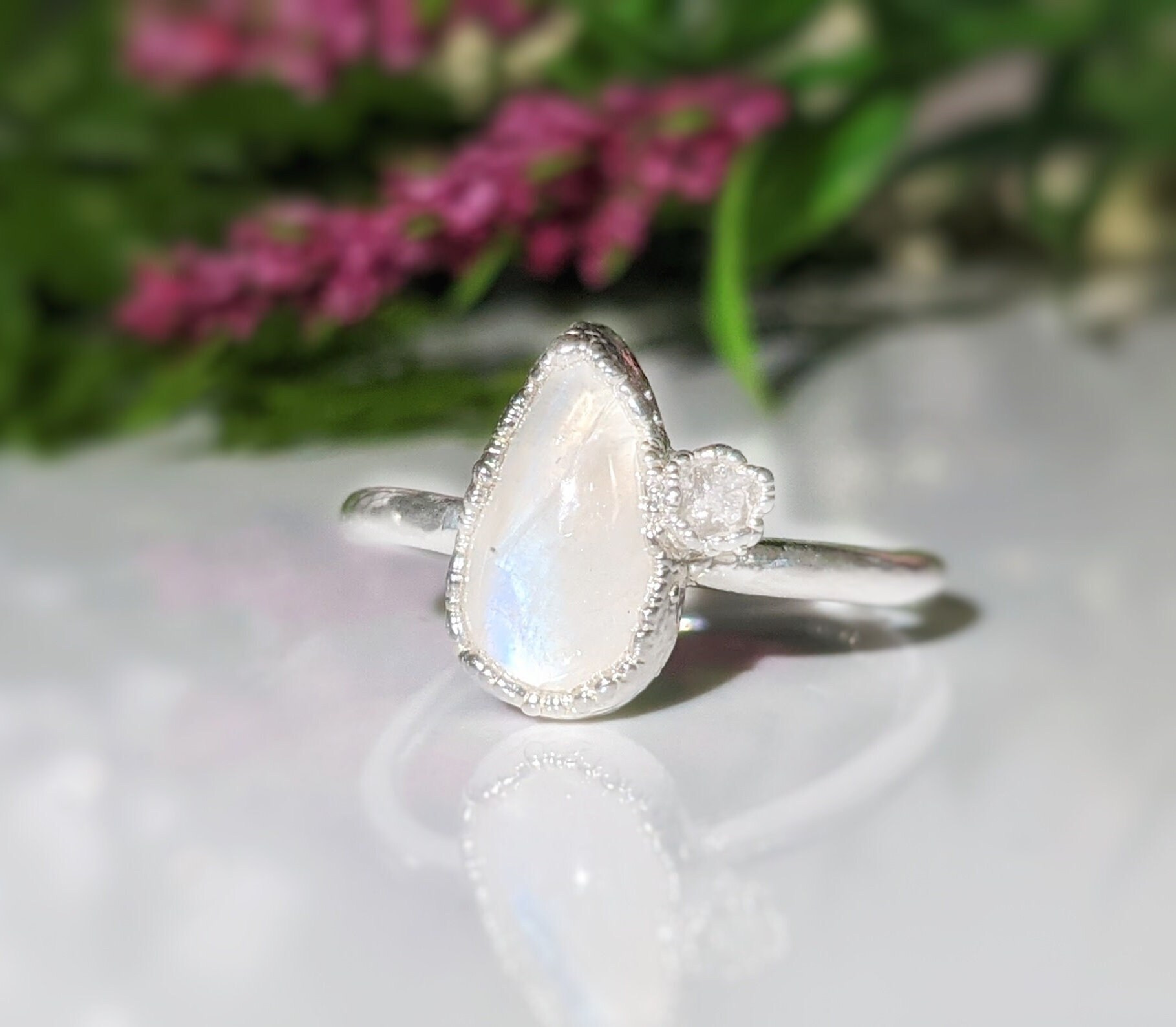 Moonstone engagement cheap ring silver