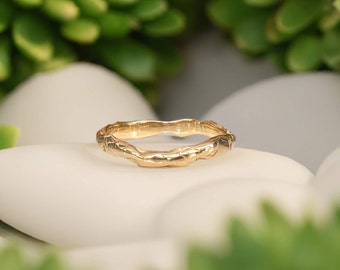 Solid 14k Molten Gold ring, Liquid Metal ring, Unique wedding band, Nature inspired wedding ring, one of a kind ring, Gift for girlfriend