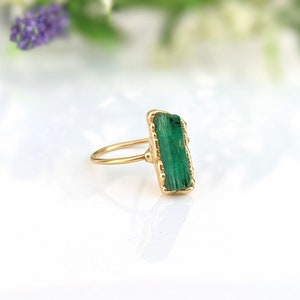 Raw Emerald ring, Emerald Engagement ring, May birthstone ring, Raw stone ring, Birthstone jewelry, Raw crystal ring, Unique engagement ring image 2